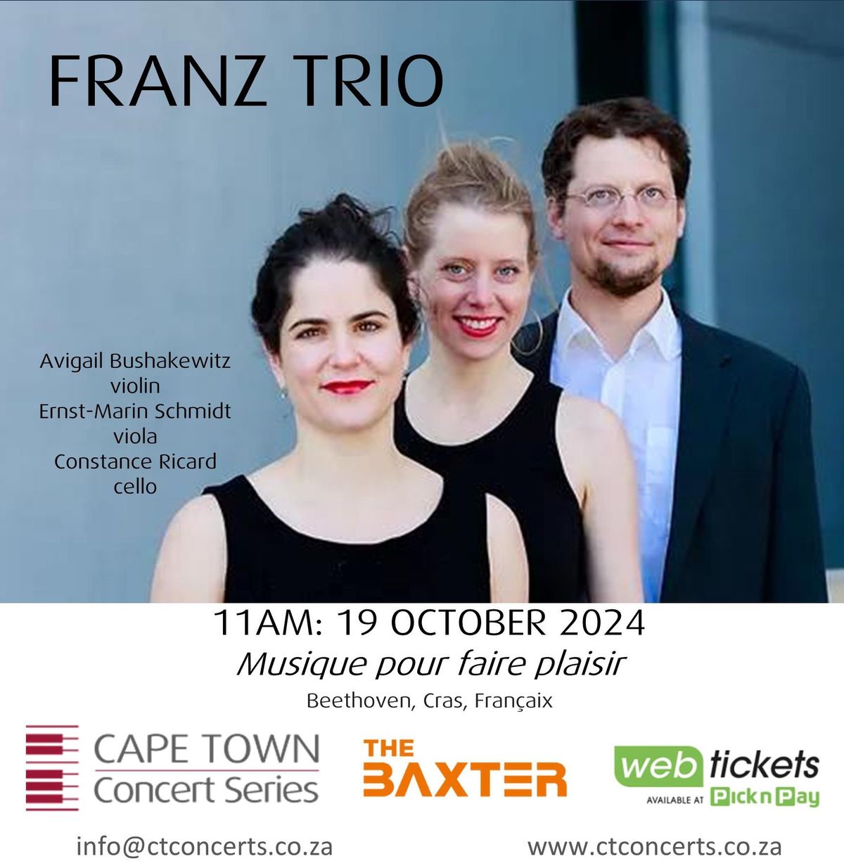 CTCS Presents MUSIQUE POUR FAIRE PLAISIR WITH THE FRANZ TRIO