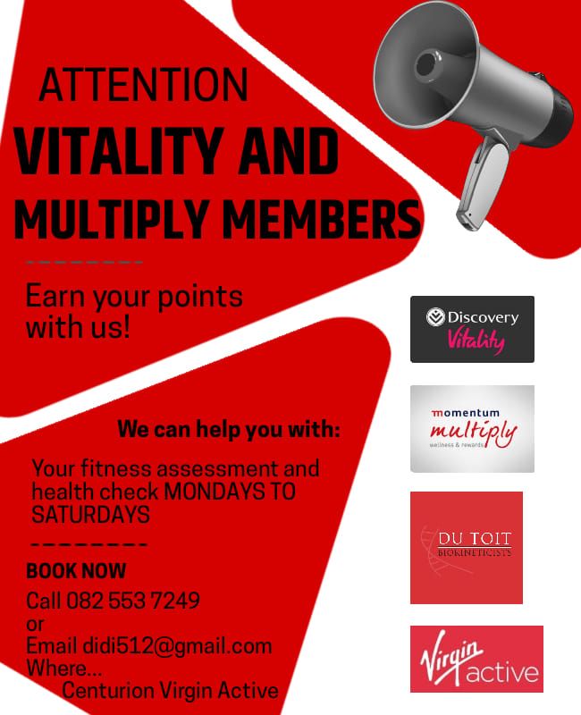 Health and Fitness assessments - Vitality and Multiply Members