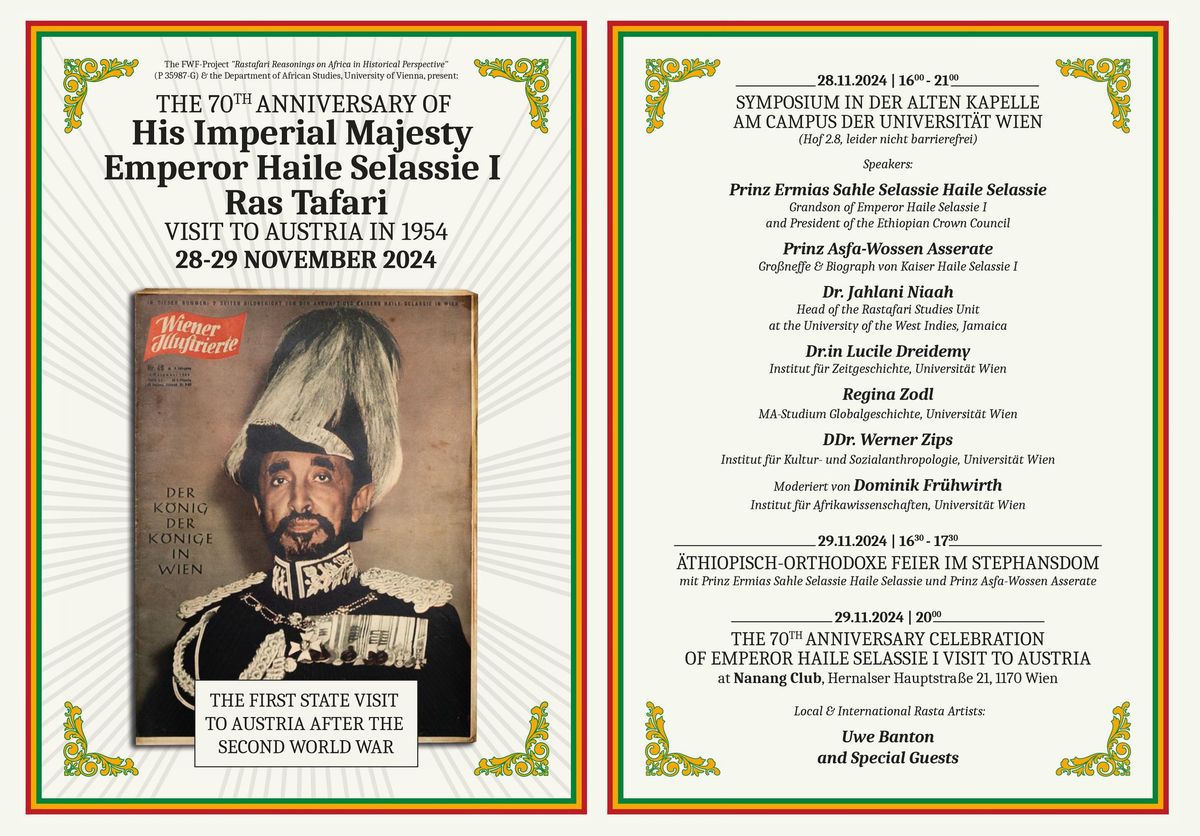 The 70th Anniversary of Emperor Haile Selassie I Ras Tafari Visit to Austria