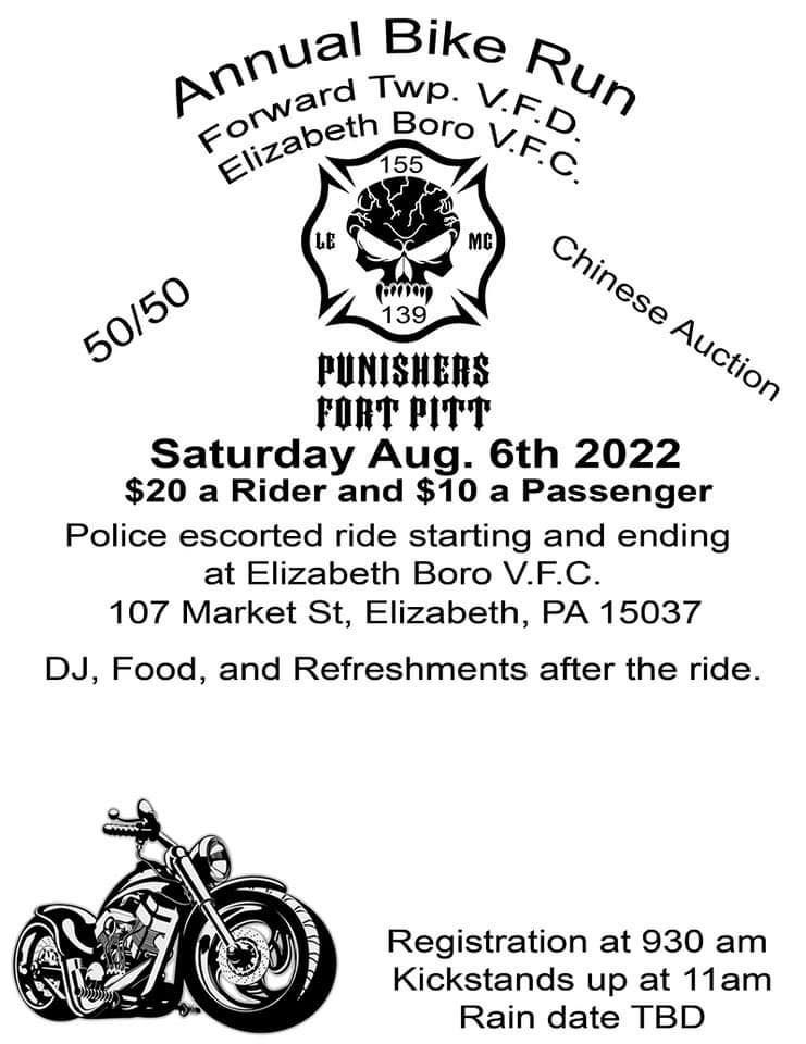 Annual Bike Run; Punishers Fort Pitt (Elizabeth & Forward Twp Fire dept)