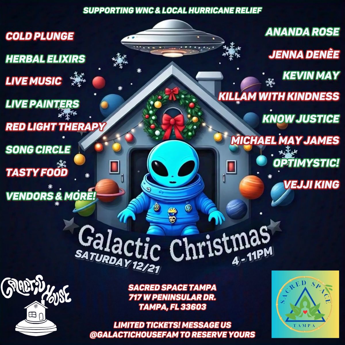 a GALACTIC CHRISTMAS: night of Music, commUnity, wellness & more!