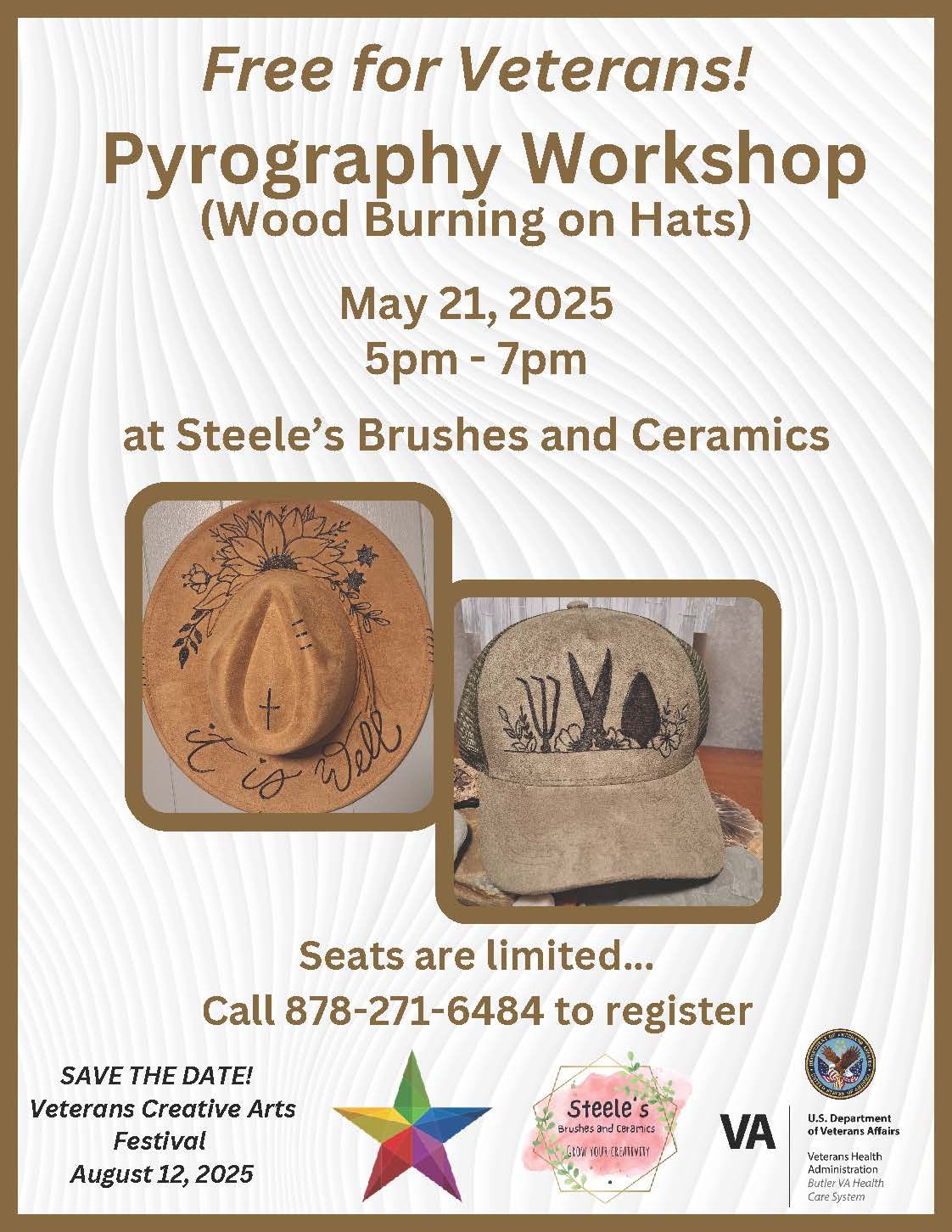 Pyrography (Wood Burning) on Hats Workshop