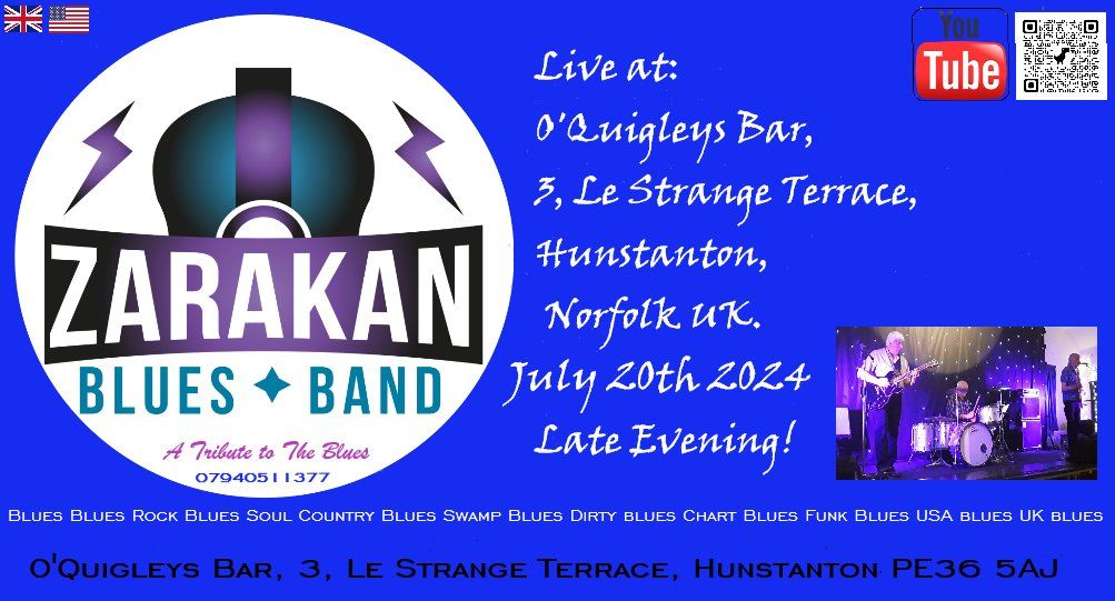 ZarakaN at O'Quigleys Bar, 3 Le Strange Terrace, Hunstanton, Norfolk PE365A 