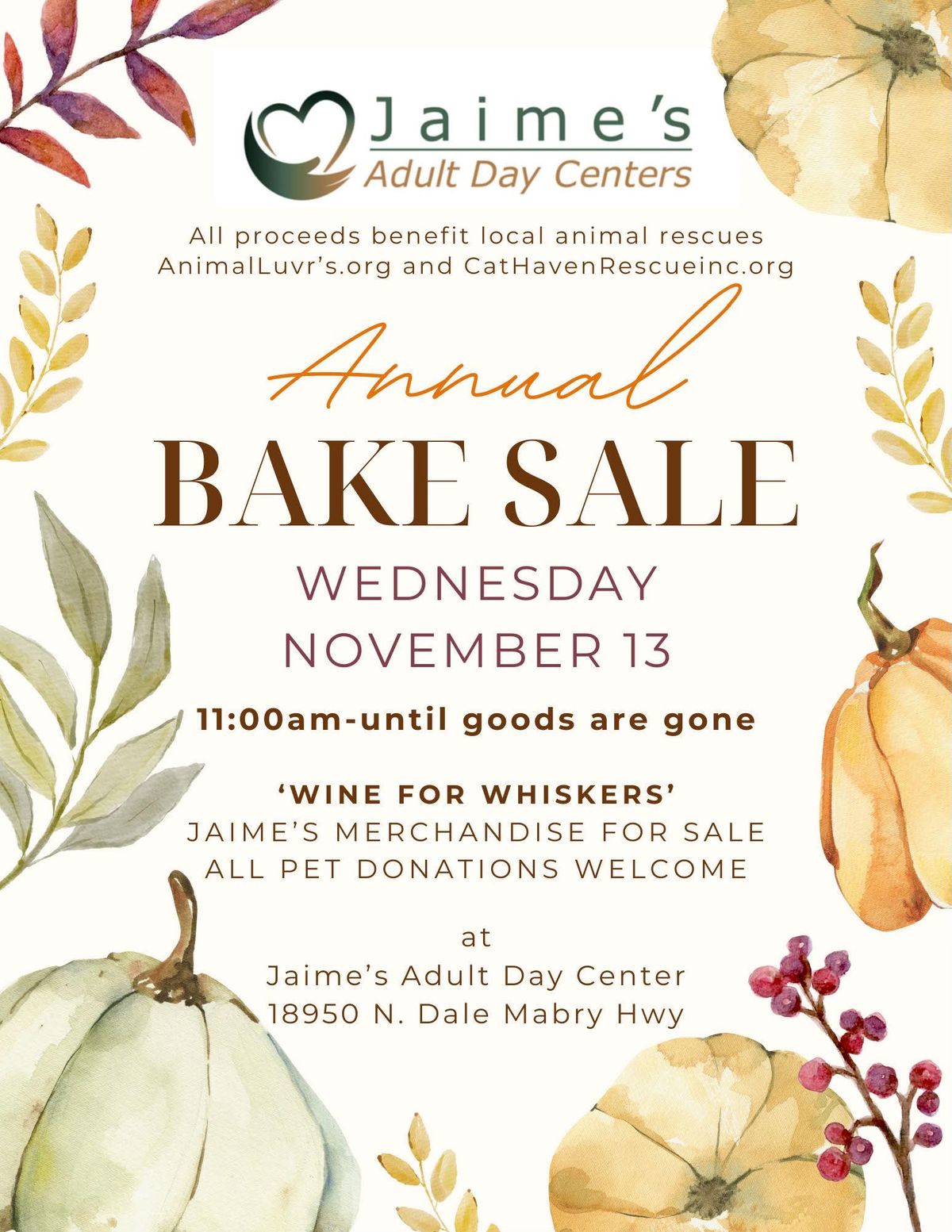 JAIME'S ANNUAL BAKE SALE