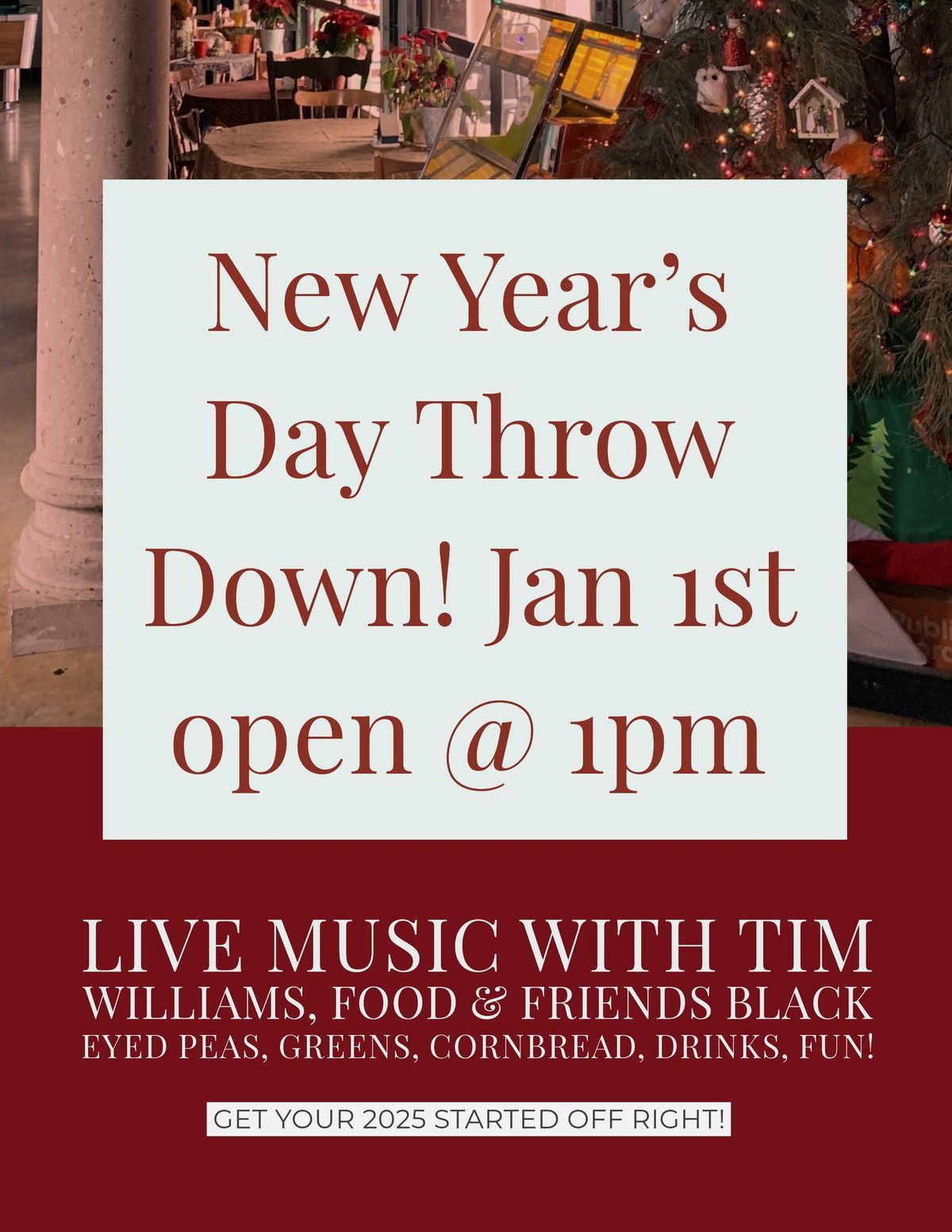 New Year's Day Throwdown with Tim Williams and Melissa Townsend - Wed Jan 1st music at 3p