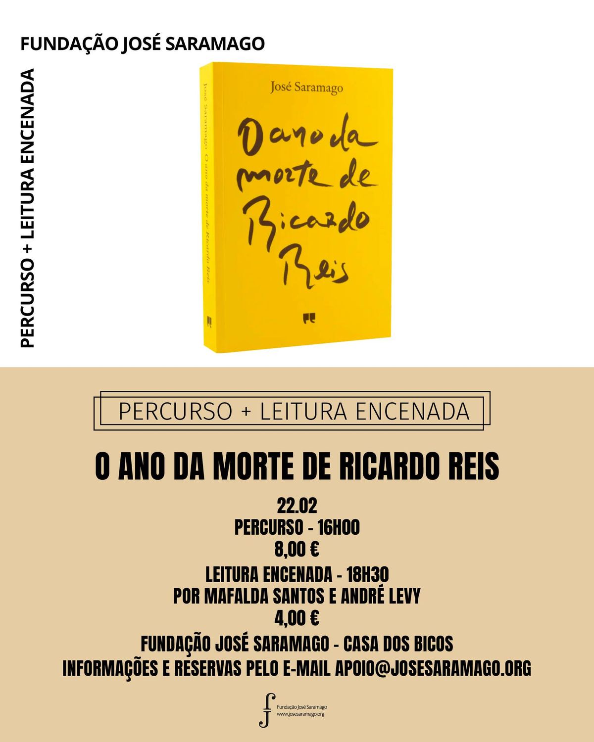 Percurso liter\u00e1rio + leitura encenada d'O Ano da Morte de Ricardo Reis