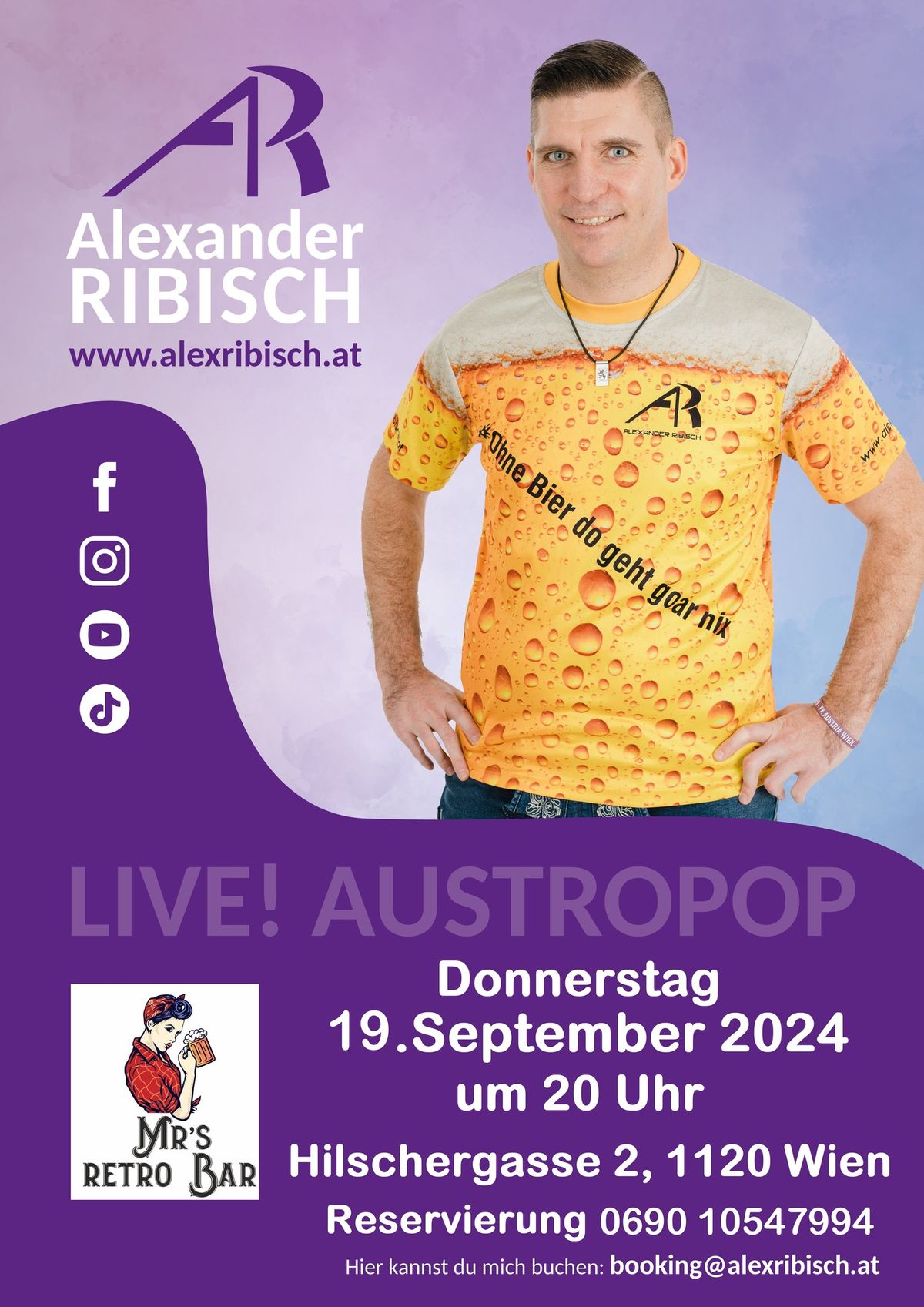 Austropopabend mit Alex Ribisch LIVE in der Mr\u00b4s Retro Bar 1120 Wien