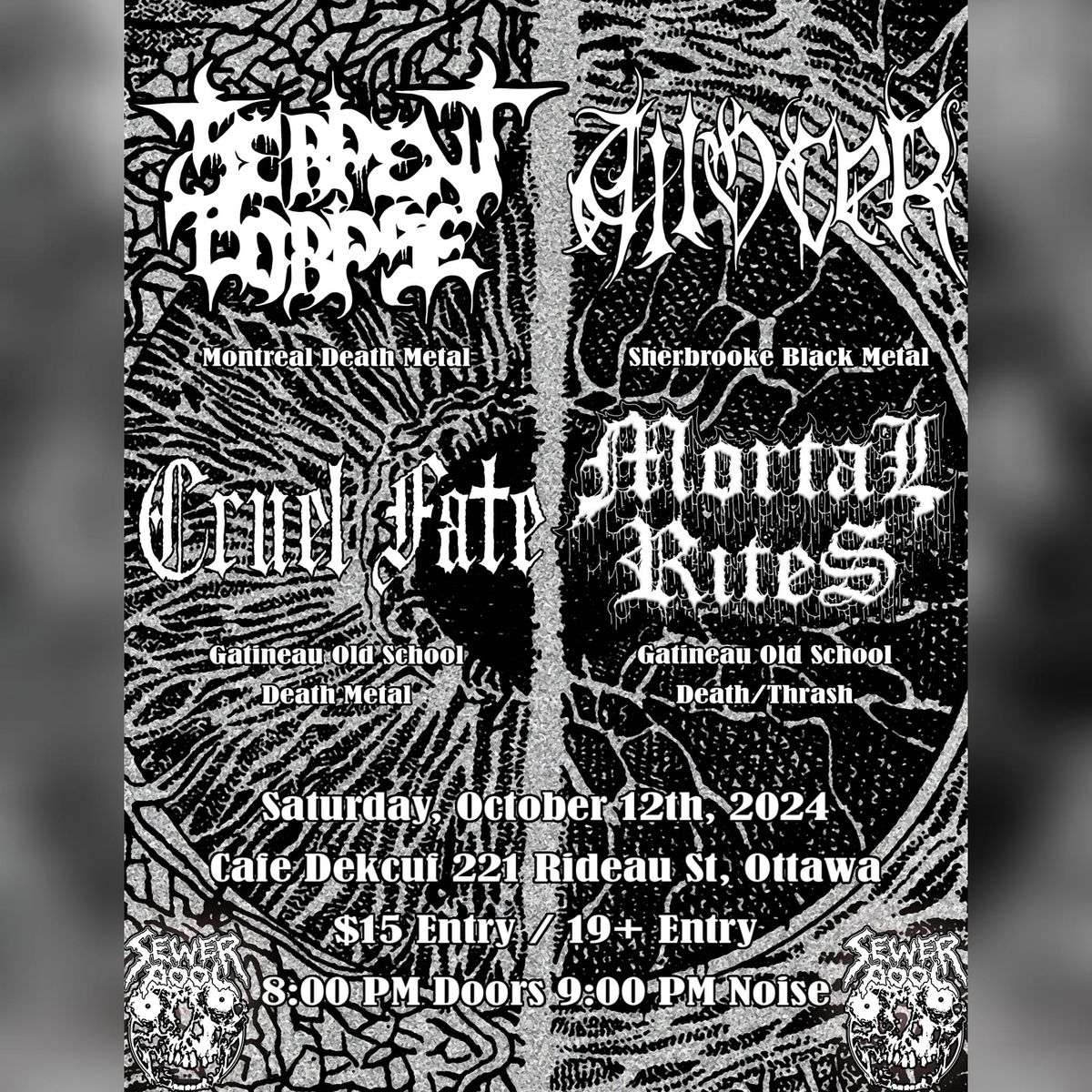 Serpent Corpse\/Allocer\/Cruel Fate\/Mortal Rites @ Cafe Dekcuf Oct 12