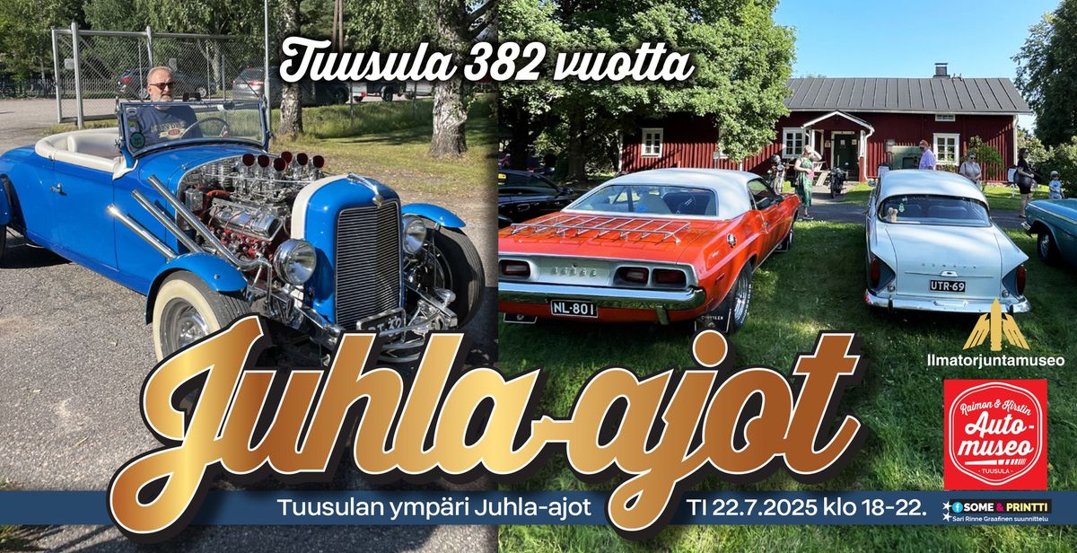 Juhla-ajot Tuusula 382 v \u2022 TI 22.7.2025 klo 18-22 Ilmatorjuntamuseo Tuusula