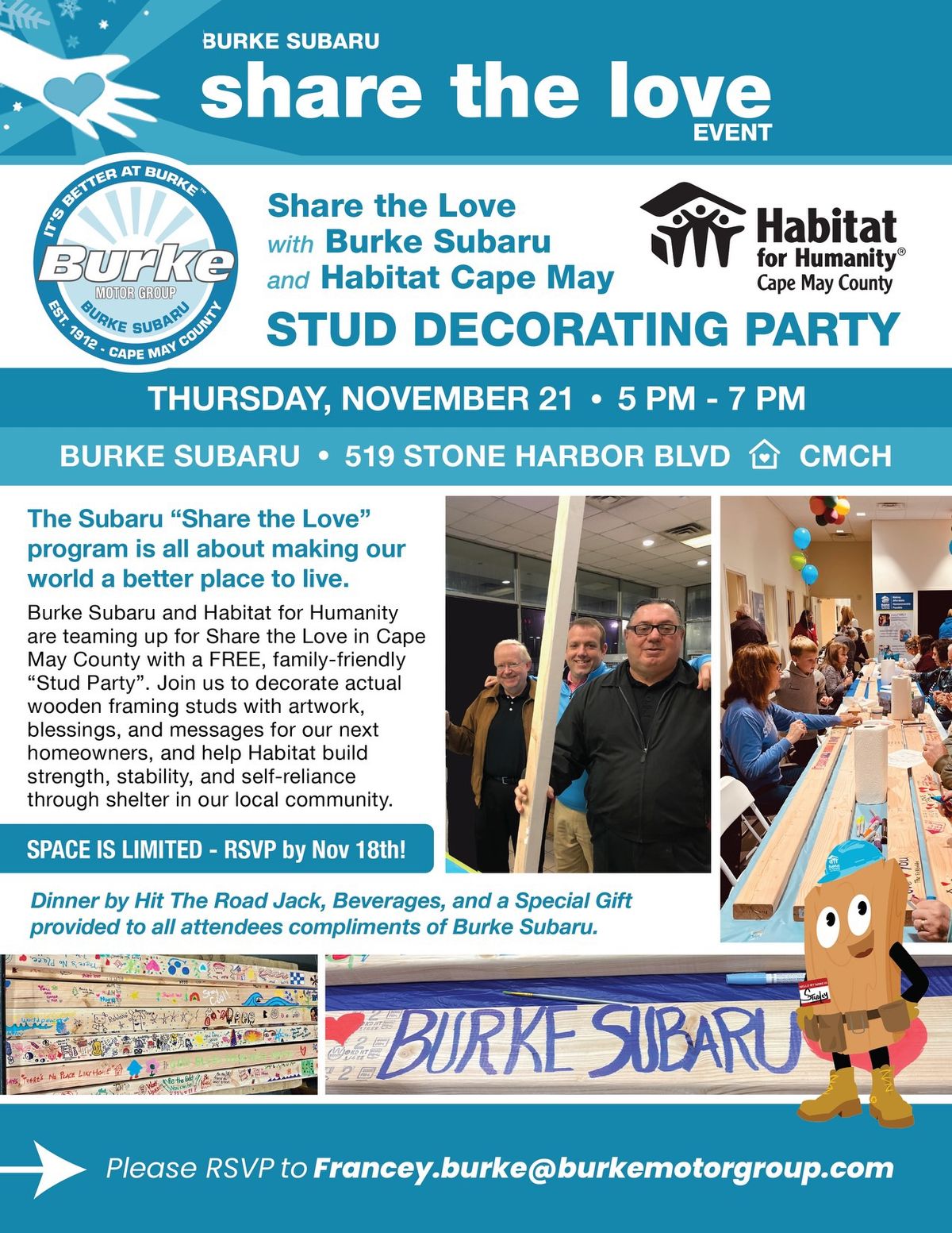 Stud Decorating Party - Share the Love w\/Burke Subaru and Habitat Cape May