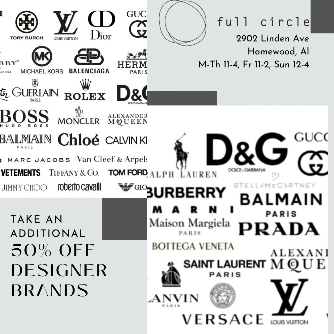 Take an additional 50% off all designer brands this week at Full Circle