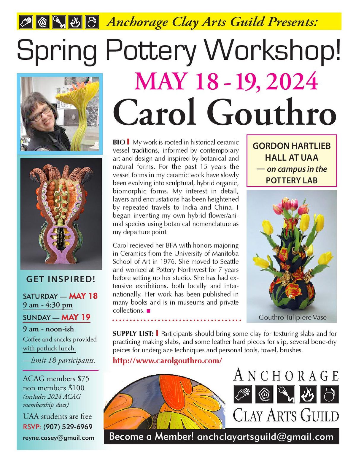 Artists Spring Pottery Workshop w\/ Carol Gouthro!