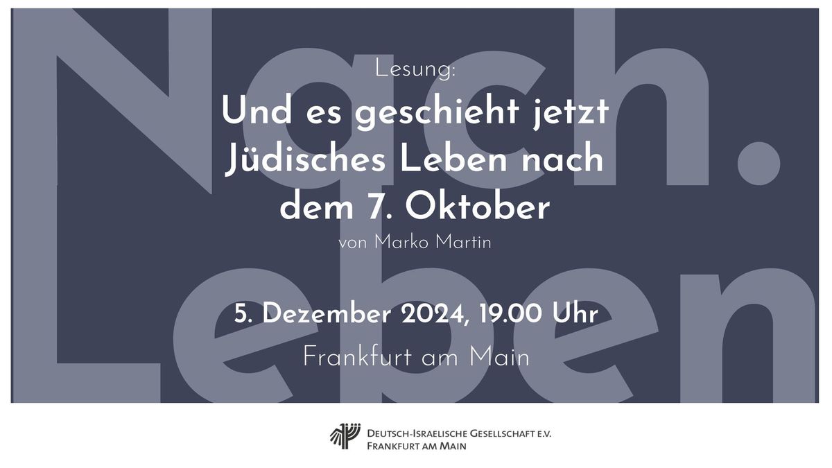 Lesung: J\u00fcdisches Leben nach dem 7. Oktober