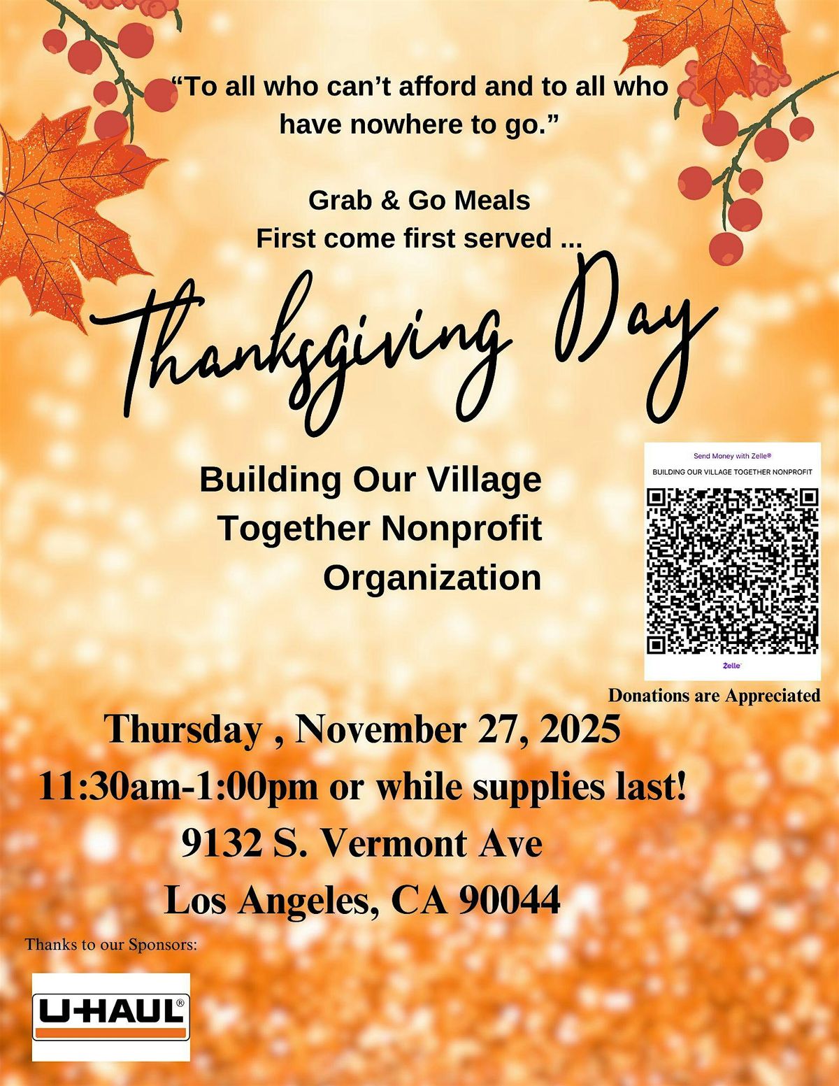 Thanksgiving Day Grab & Go Hot Meal 2025