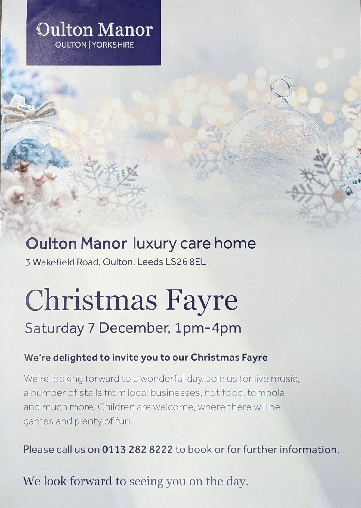 Oulton Manor Christmas Fayre 2024