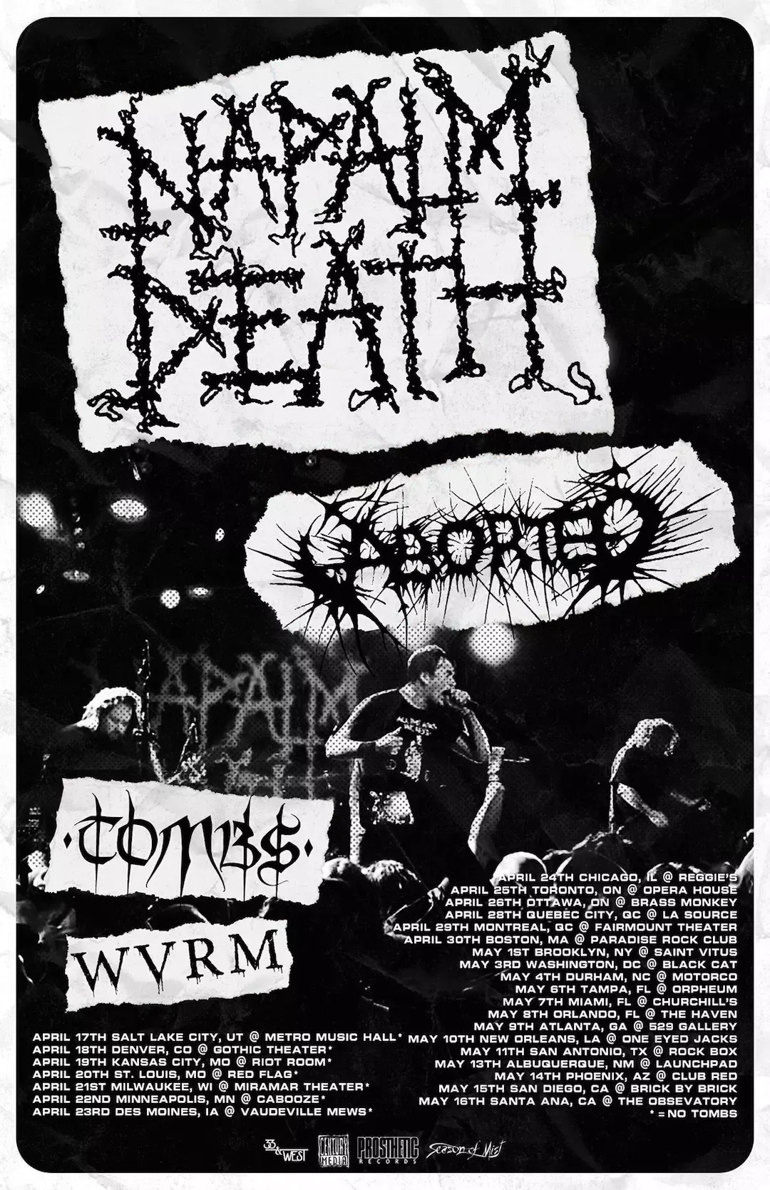Napalm Death  Aborted  Tombs & WVRM
