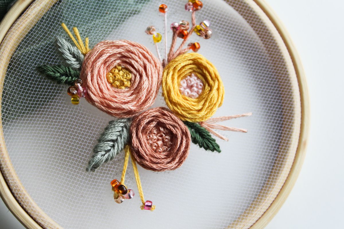 Hand Embroidery Workshop: Floating Flowers on Tulle