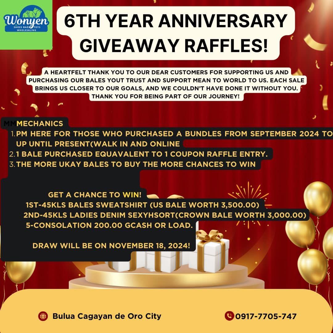 Wonyen 6TH YEAR ANNIVERSARY GIVEAWAY RAFFLES!