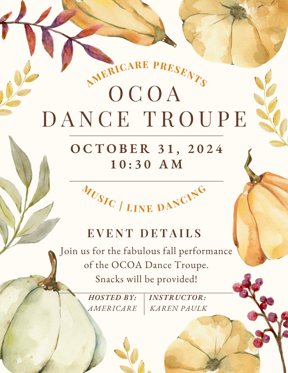 OCOA Dance Troupe's Fall Performance