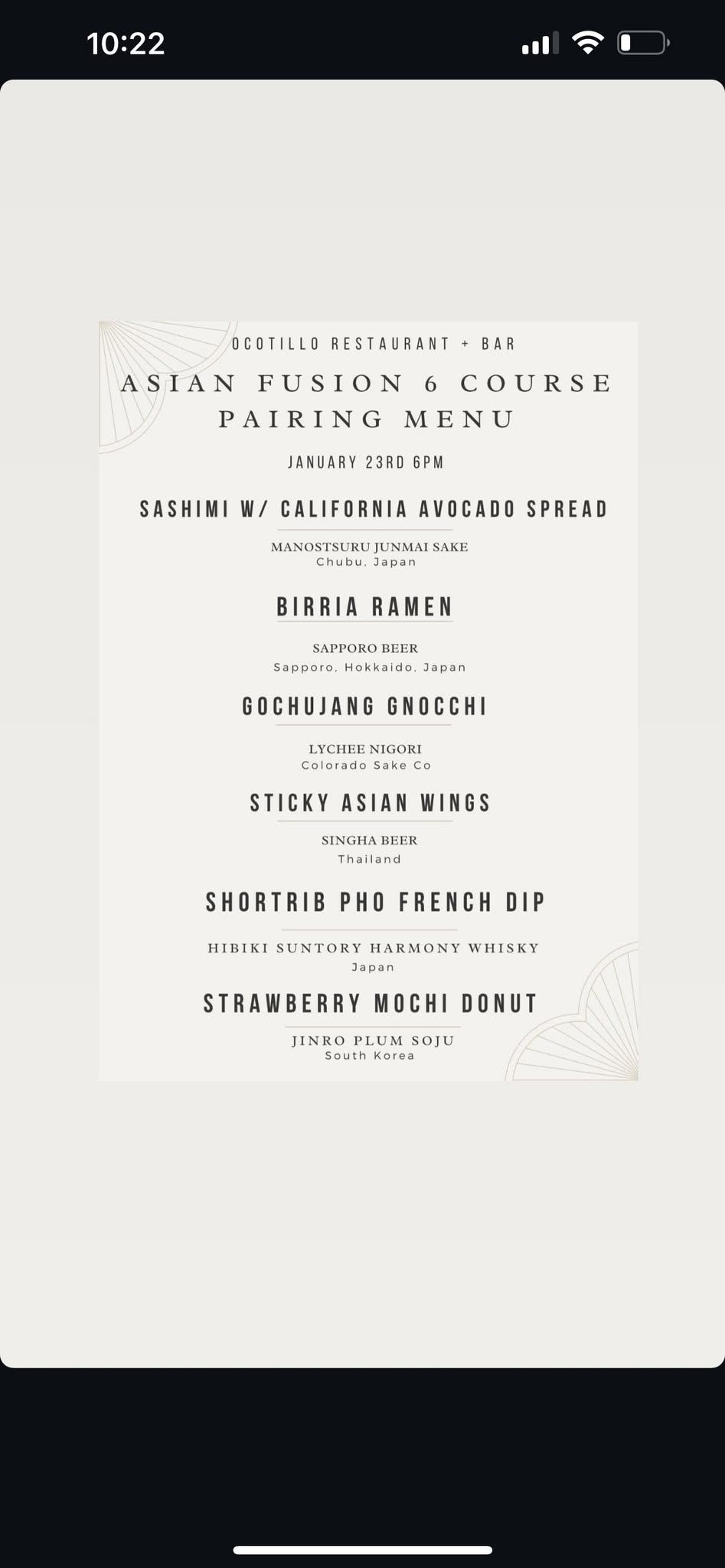 Asian Fusion Pairing Dinner