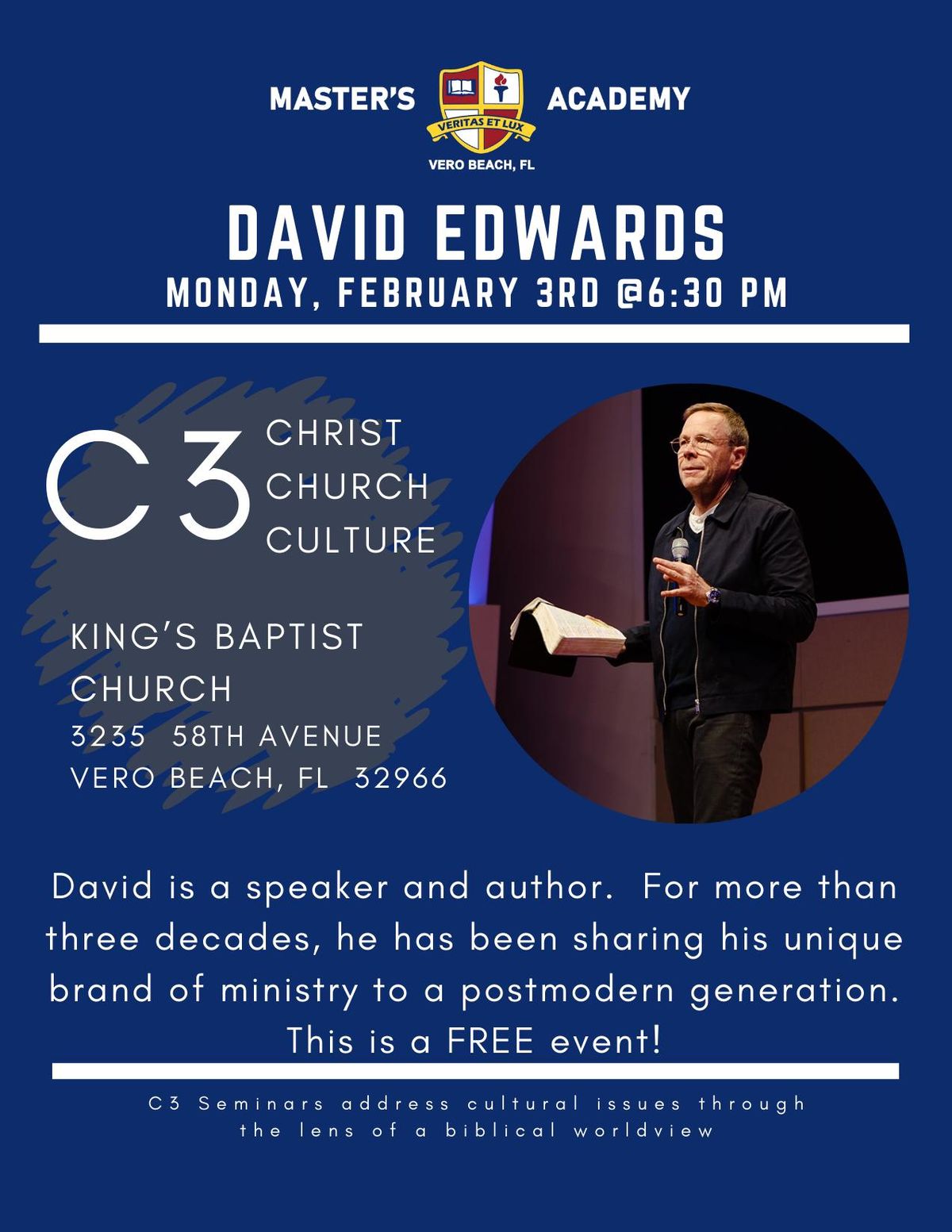 C3 - David Edwards Speaking Event - Unique Brand of Ministry to a Post Modern Generation