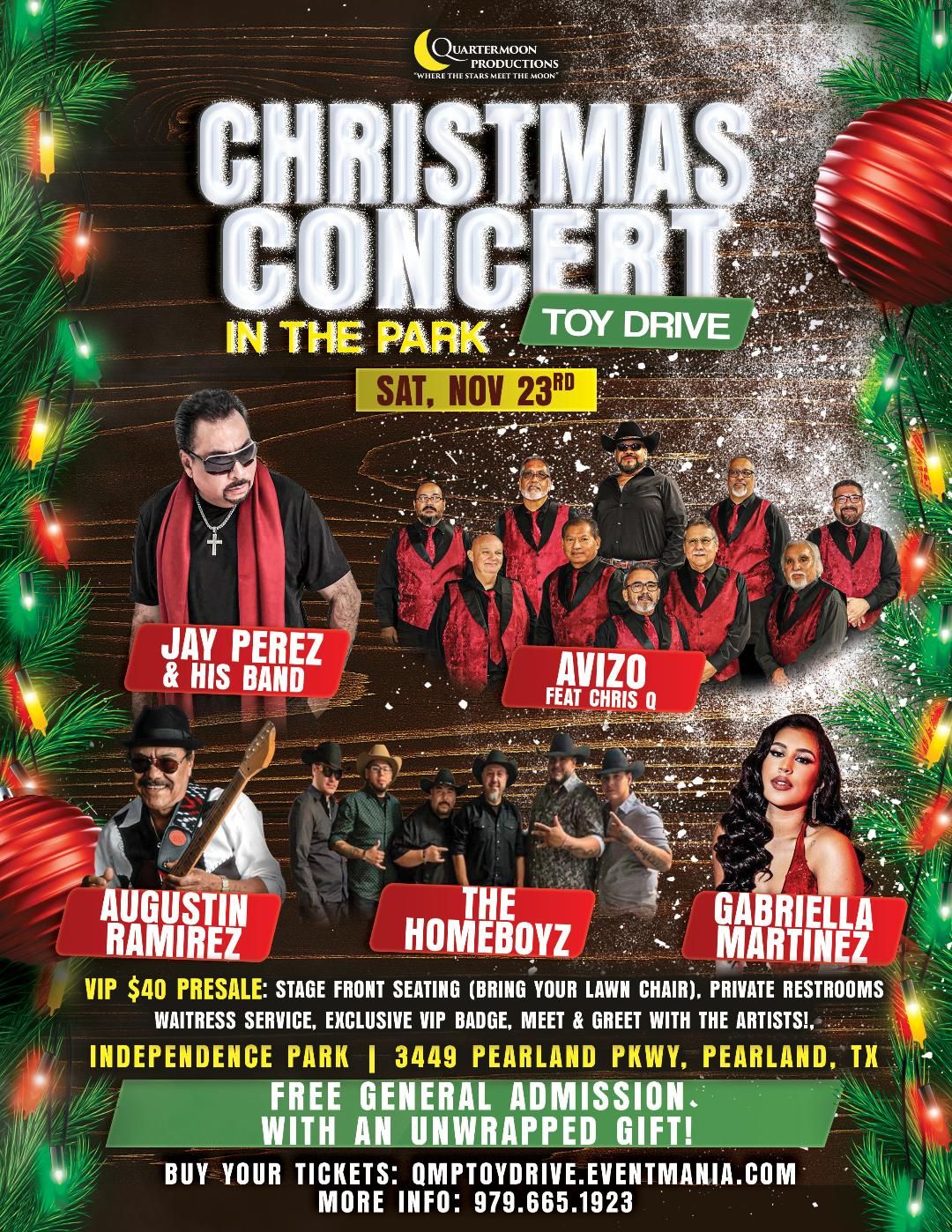 Christmas Concert in the Park Toy Drive. Free Event with unwrapped gift