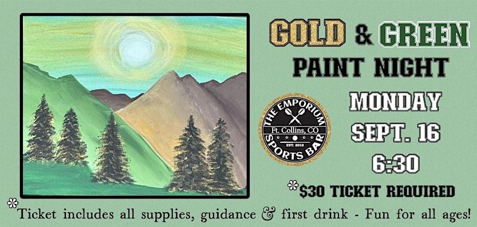 Green & Gold Paint & Sip