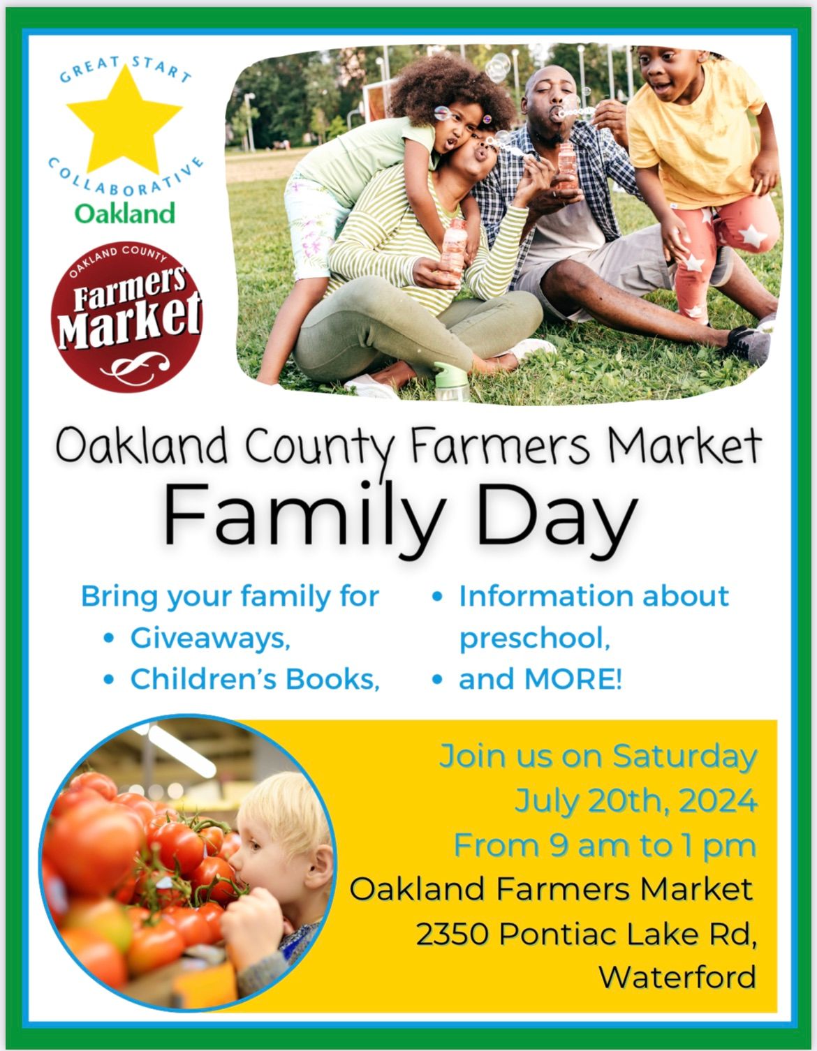 \ud83e\udd73 Family Day at Oakland Farmers Market \ud83e\udd73