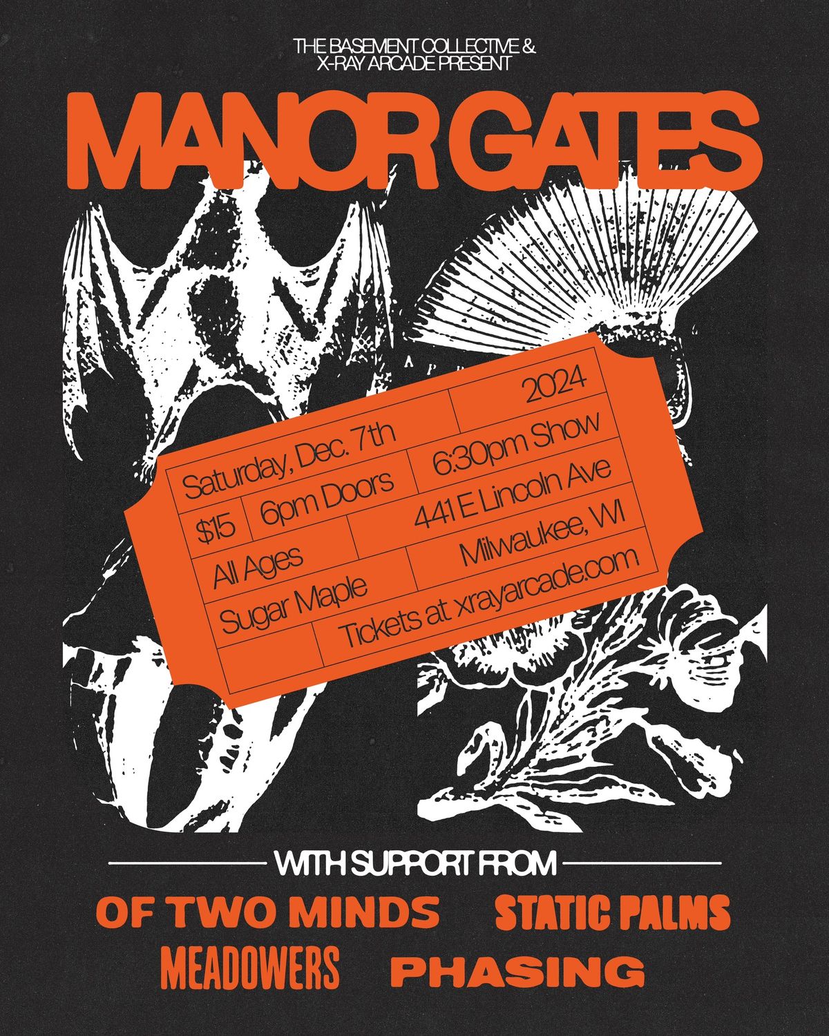 MANOR GATES \/ OF TWO MINDS \/ STATIC PALMS \/ MEADOWERS \/ PHASING @ THE SUGAR MAPLE