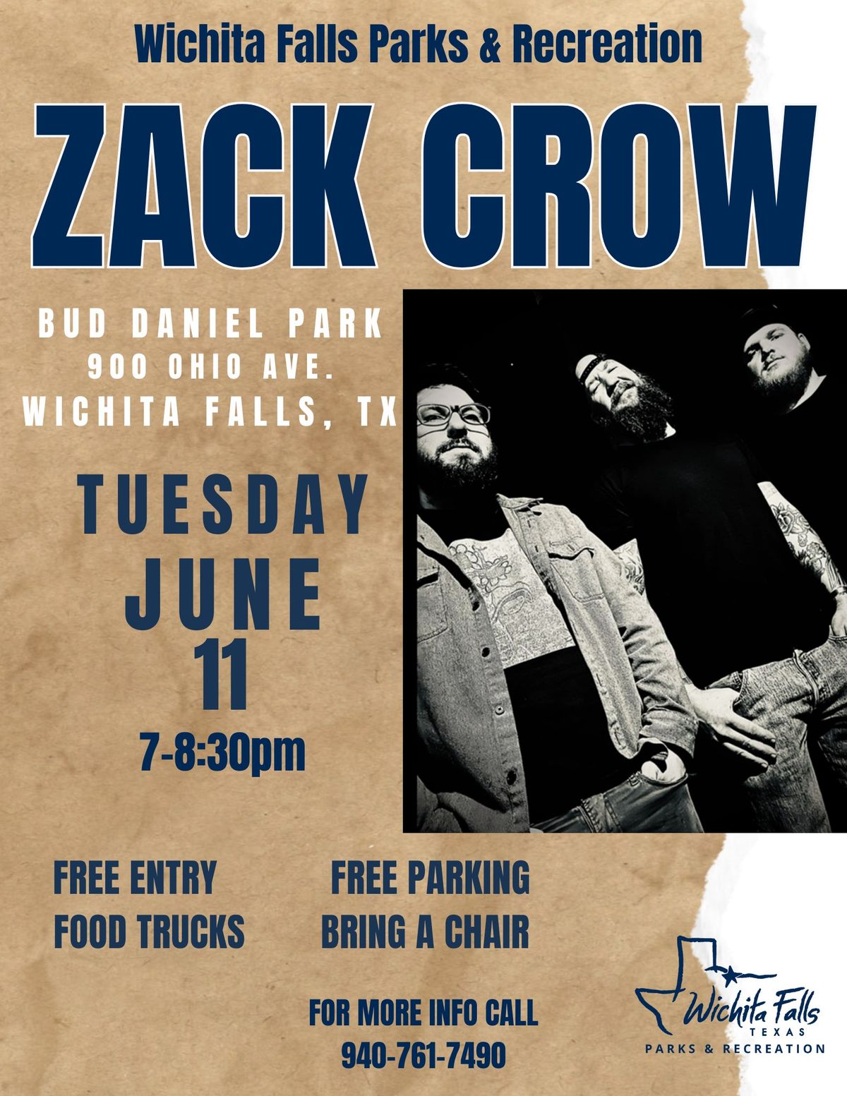 "Zack Crow" Outdoor Concert - City of Wichita Falls Parks & Recreation