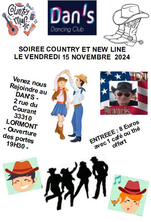 SOIREE COUNTRY ET NEW LINE AU DAN'S DE LORMONT - 2, RUE DU COURANT - 33310