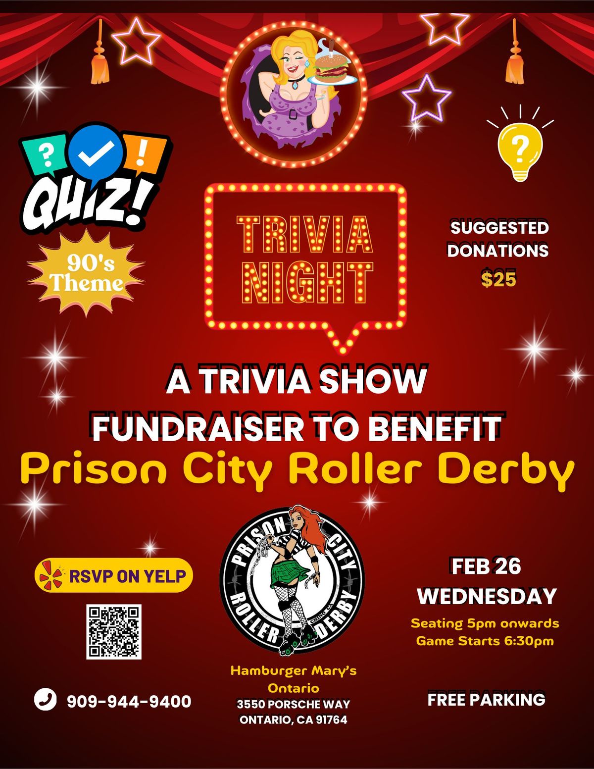 Prison City Roller Derby Trivia Night Fundraiser