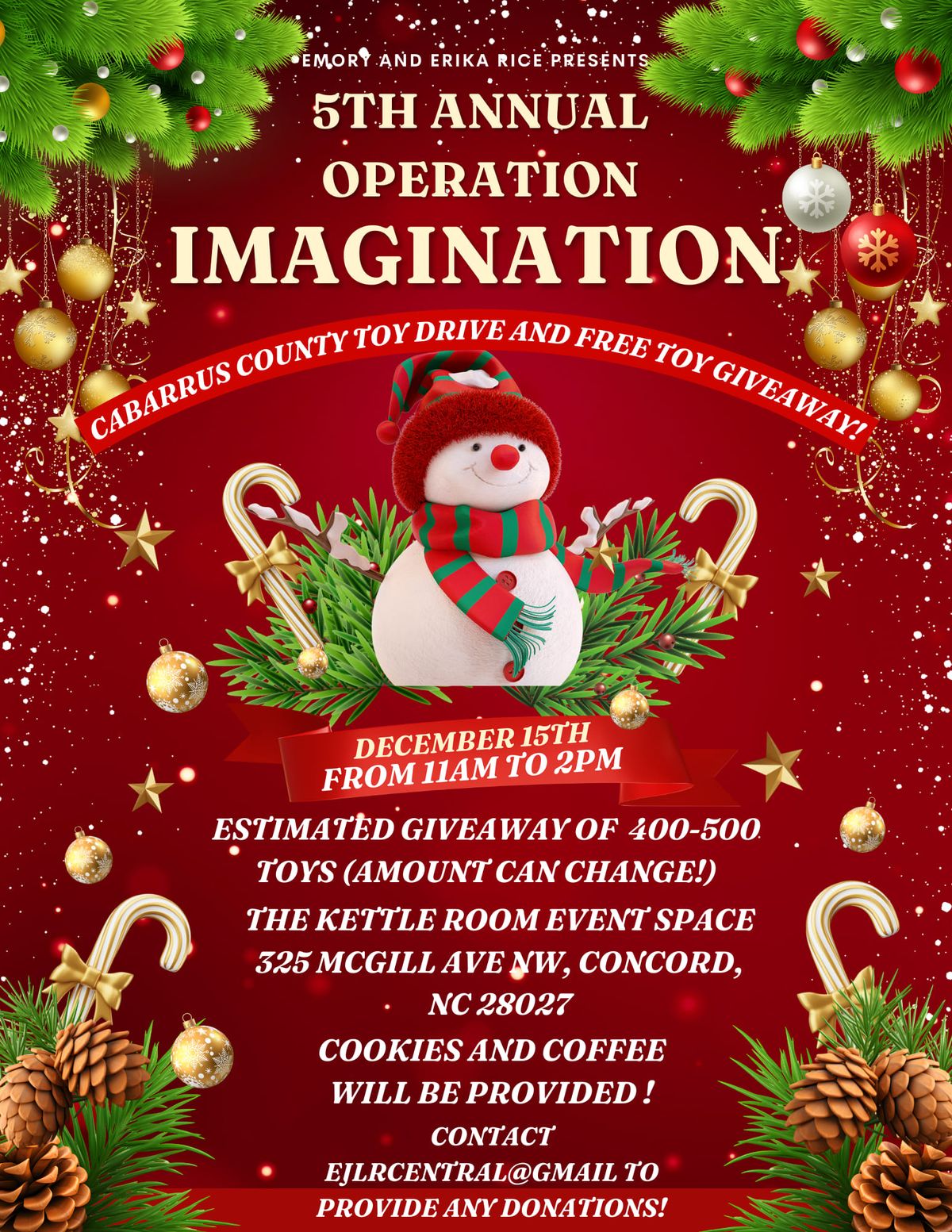 OPERATION IMAGINATION : FREE CABARRUS COUNTY TOY DRIVE AND GIVEAWAY