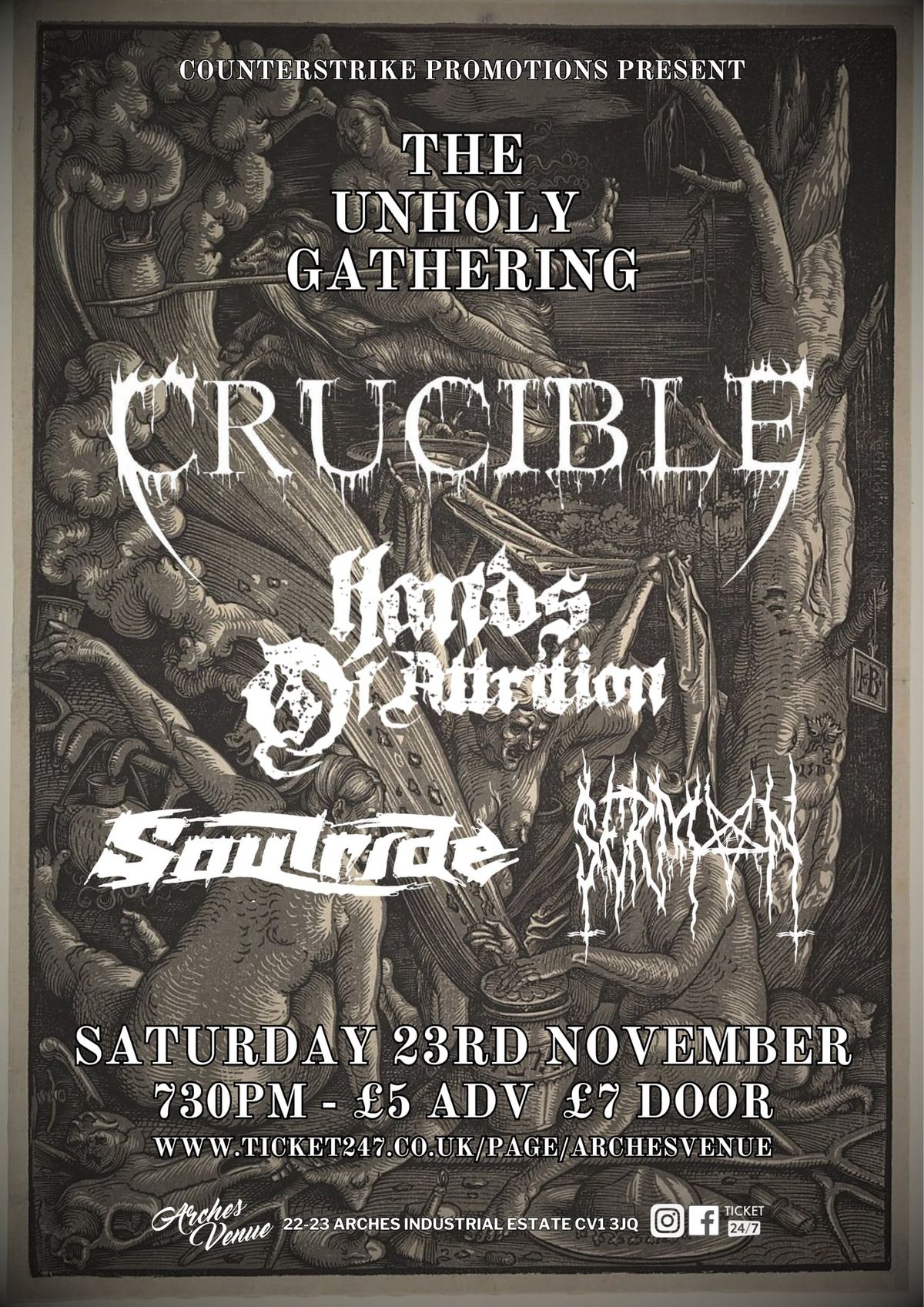 The Unholy Gathering - Crucible, Hands of Attrition, Soulride, & SERMON