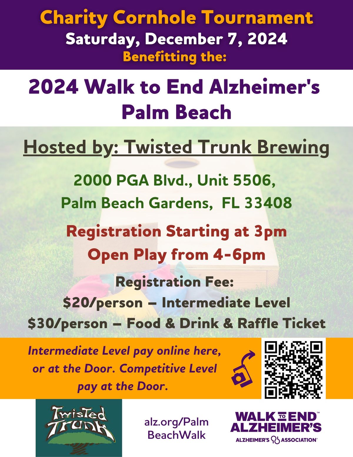 Charity Cornhole Tournament to Benefit the Palm Beach Walk to End Alz - new date!