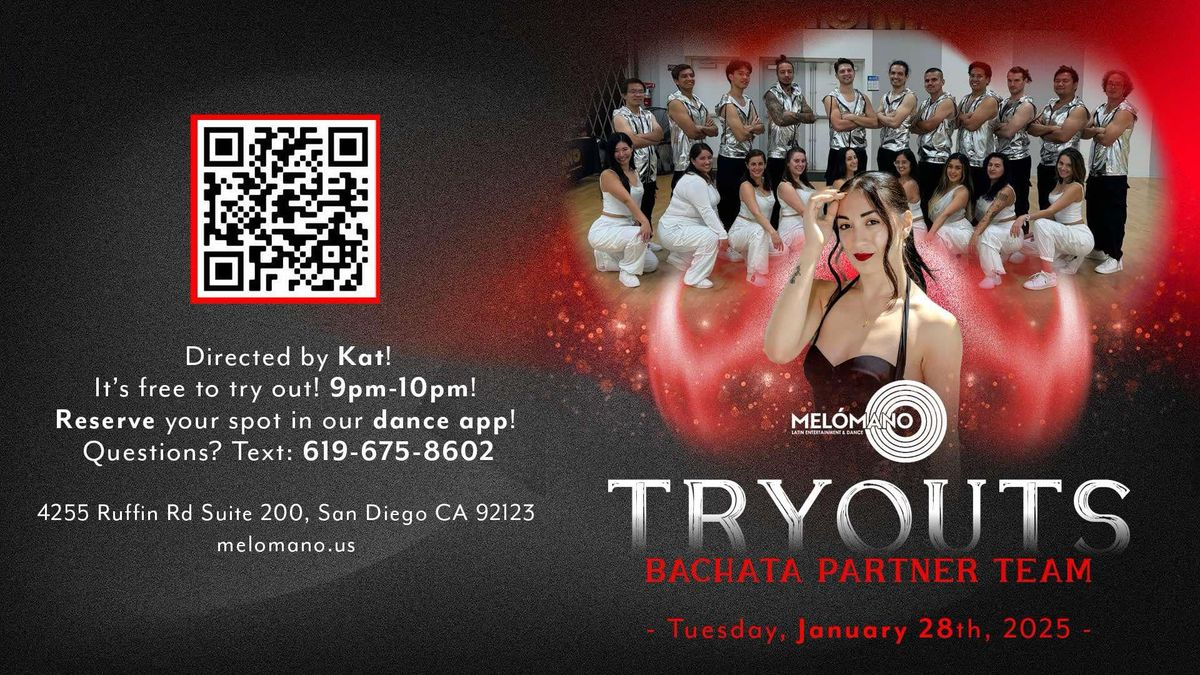 Mel\u00f3mano Bachata Partner Team FREE Tryout! 1\/28!