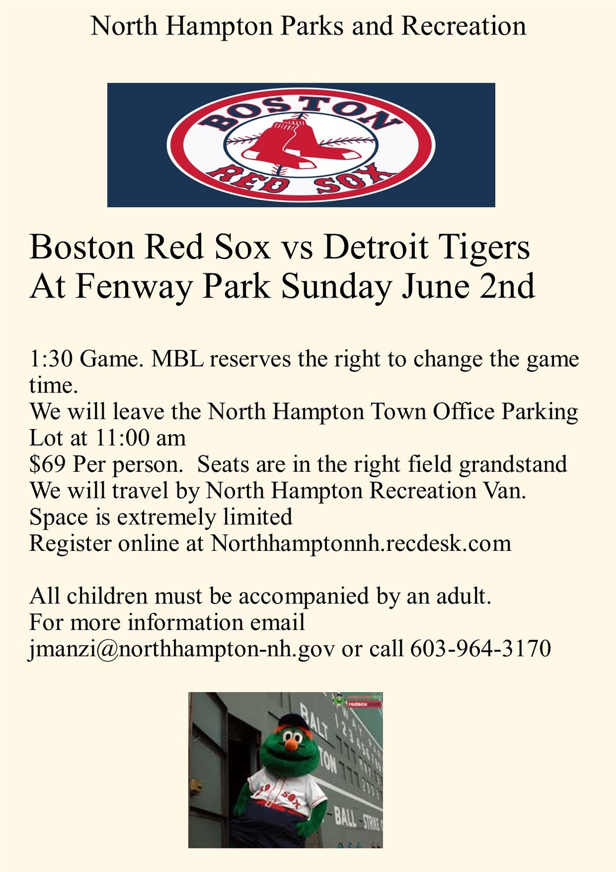 Boston Red Sox Trip with North Hampton Parks and Recreation