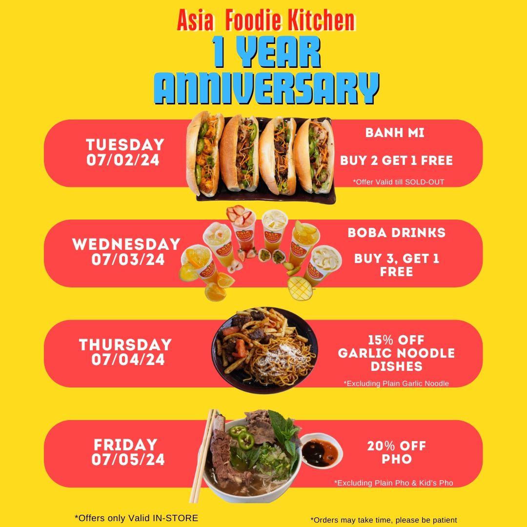 Asia Foodie Kitchen 1 YEAR ANNIVERSARY 