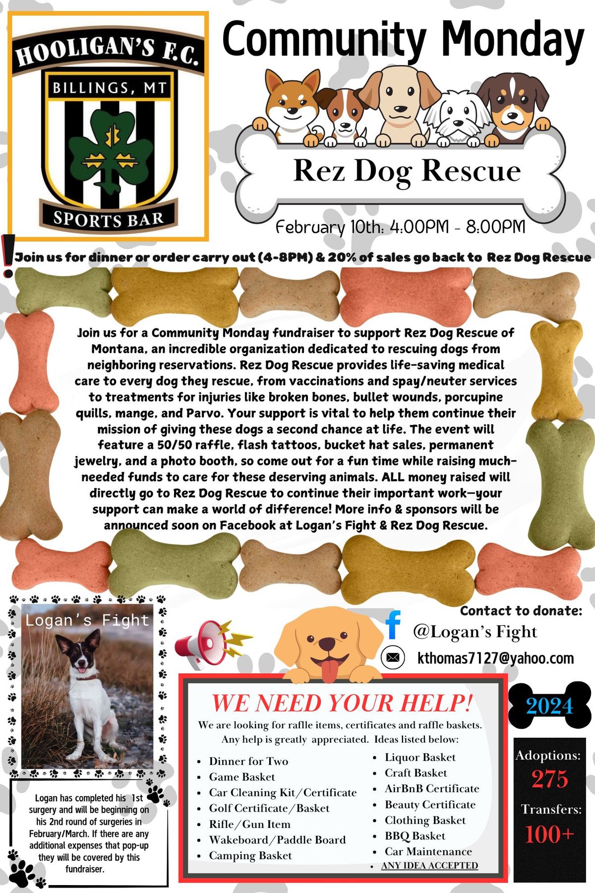 Rez Dog Rescue Community Monday at Hooligans