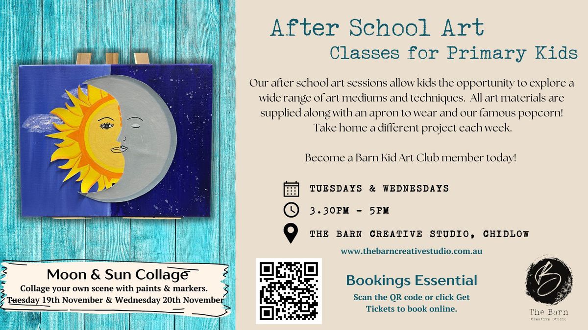 After School Kids Art Class: Sun & Moon Painted Collage