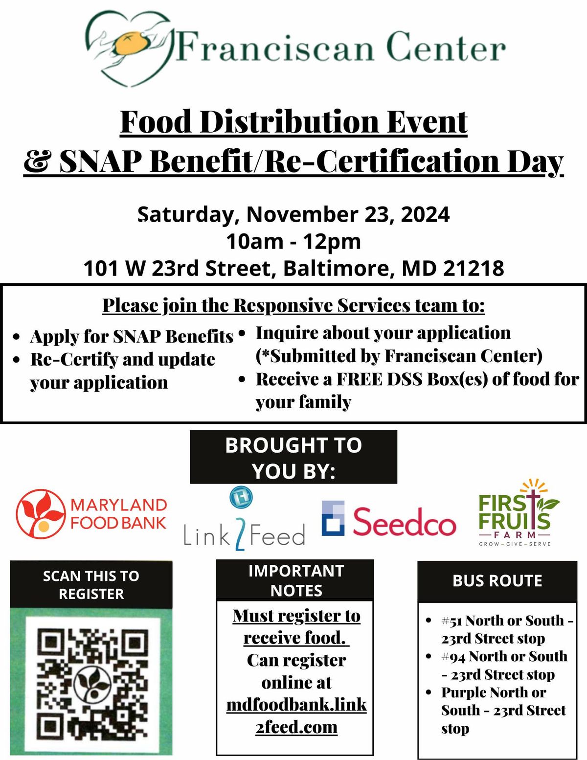 November -   Food and Resource Distribution at the Franciscan Center