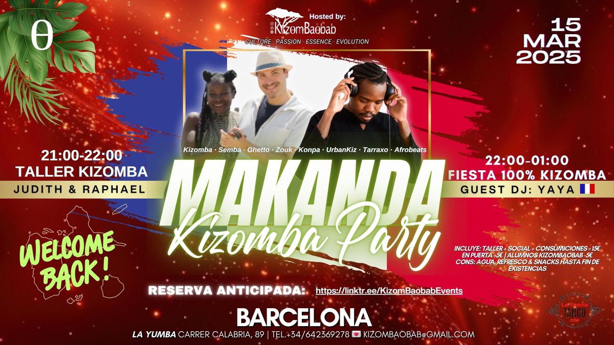 Makanda Kizomba Party (mensual) | DJ YAYA \ud83c\uddeb\ud83c\uddf7 | 15 MAR 2025 | BARCELONA by KizomBaobab