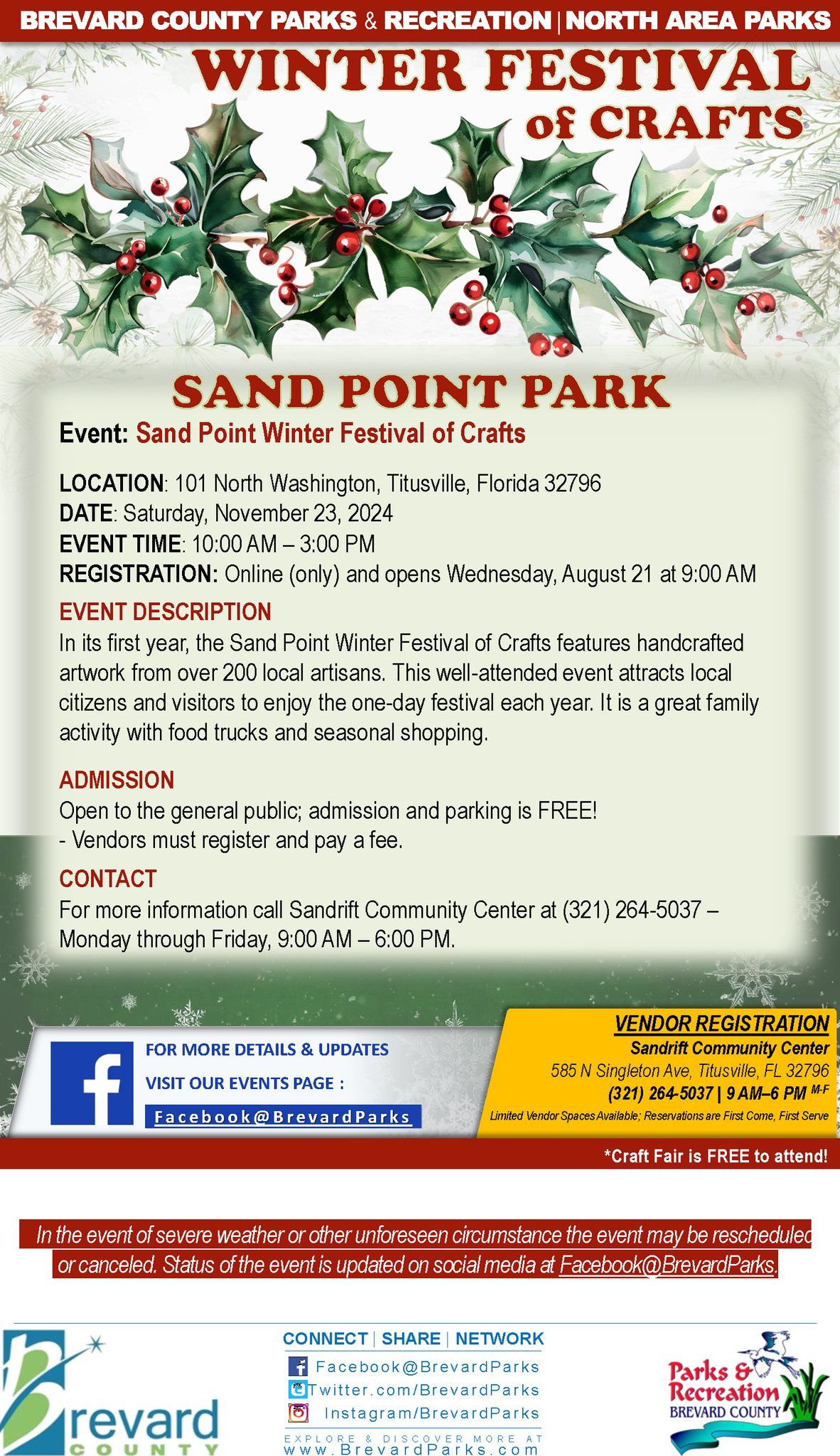 Winter Festival of Crafts at Sand Point Park