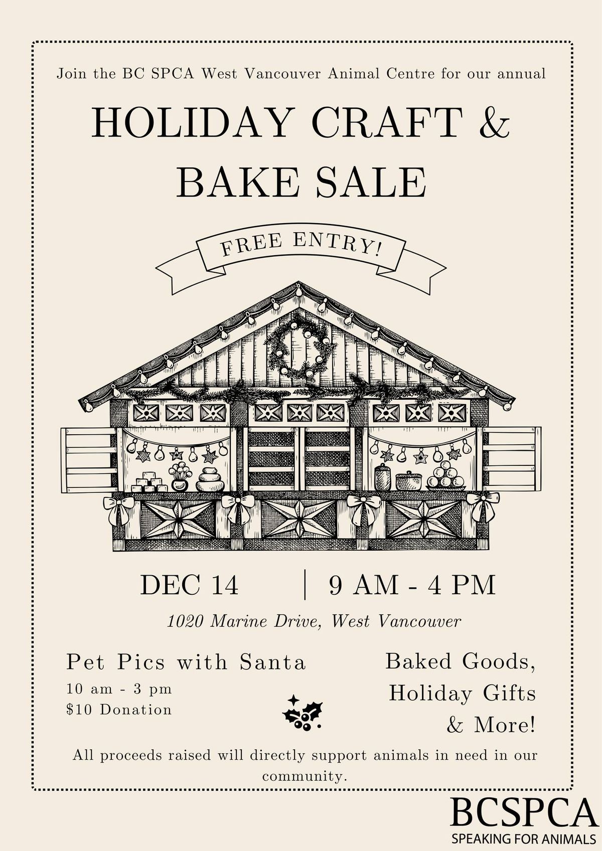 Holiday Craft and Bake Sale &  Pet Photos with Santa