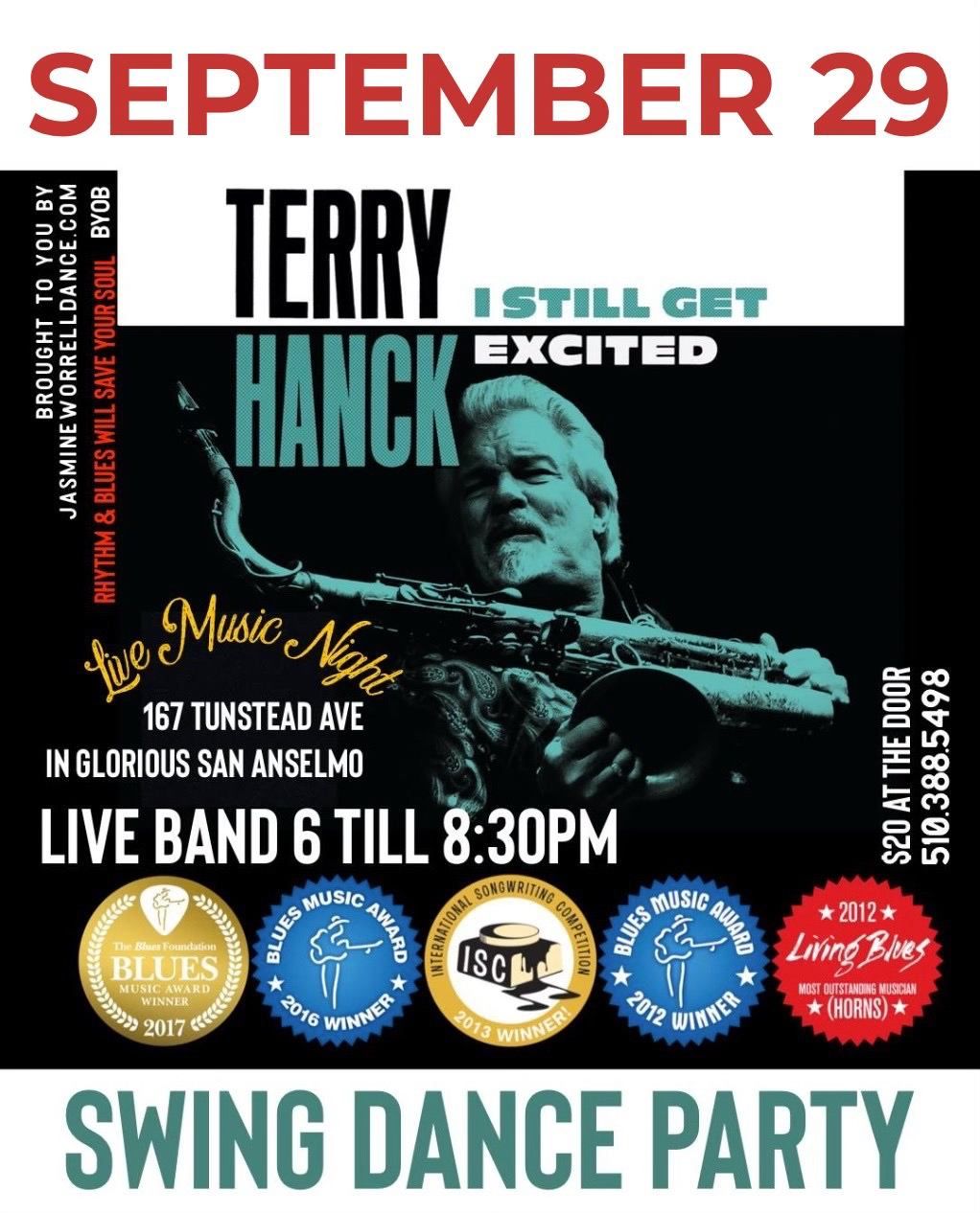 Terry Hanck plays live for Dancers in Marin!