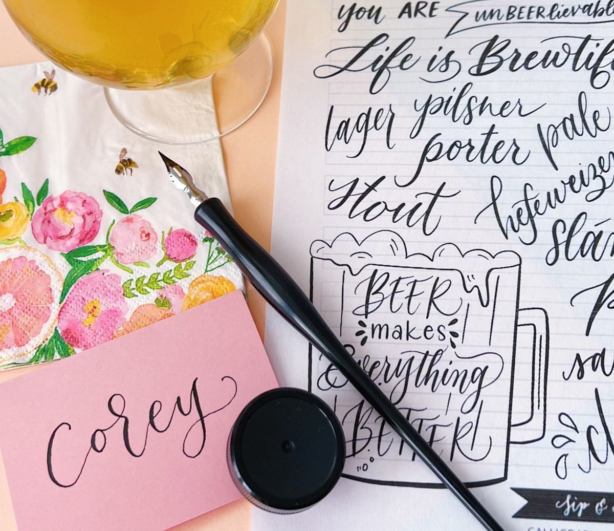 Modern Calligraphy for Beginners at Wormtown Brewery, Foxborough