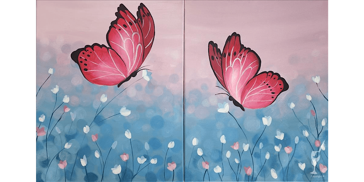 Delicate Butterflies Dancing Together - Date Night - Paint and Sip in San Antonio | Classpop!\u2122