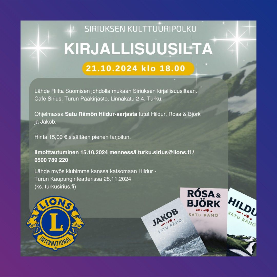 Hildur-kirjallisuusilta Turussa 21.10.2024