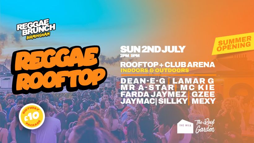 REGGAE ROOFTOP-  Birmingham SUN 2nd JULY