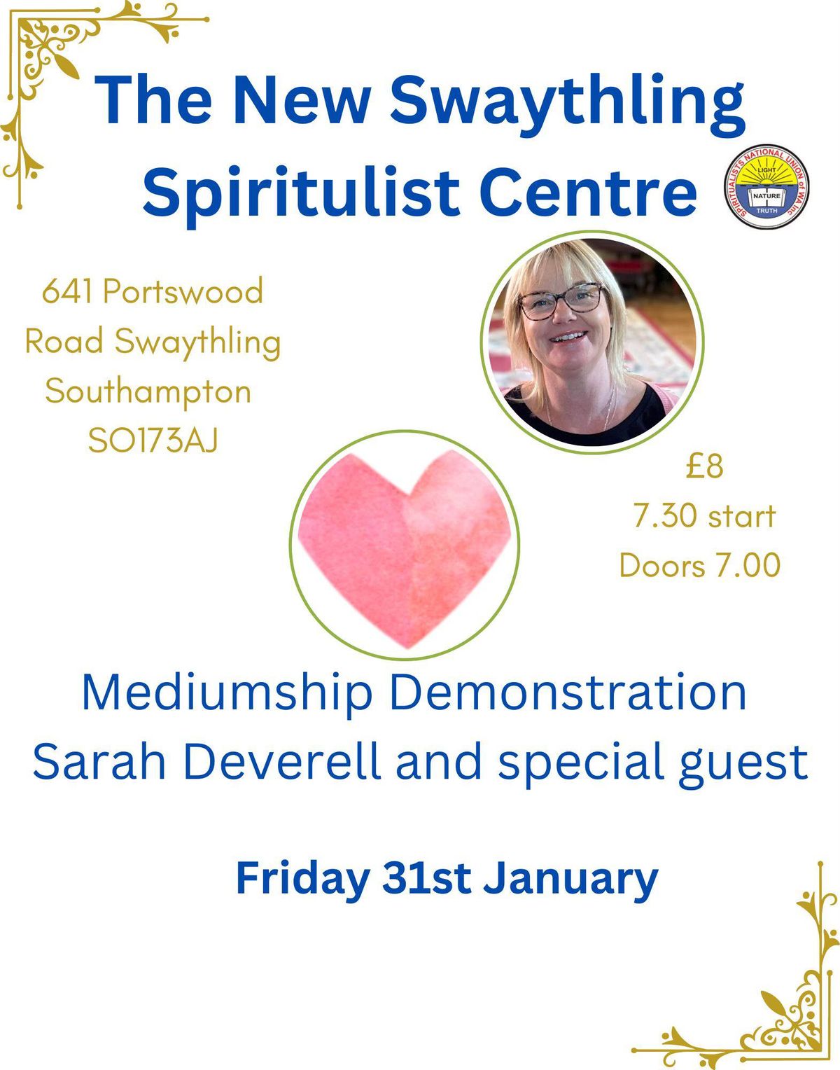 Mediumship Demonstration with Sarah Deverell an special guest 